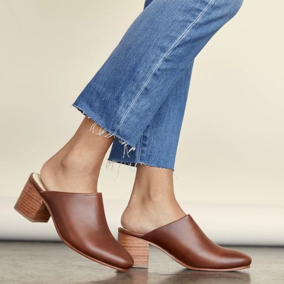 Nisolo All-day Heeled Mule Brandy Sz 8.5 - Picture 1 of 5